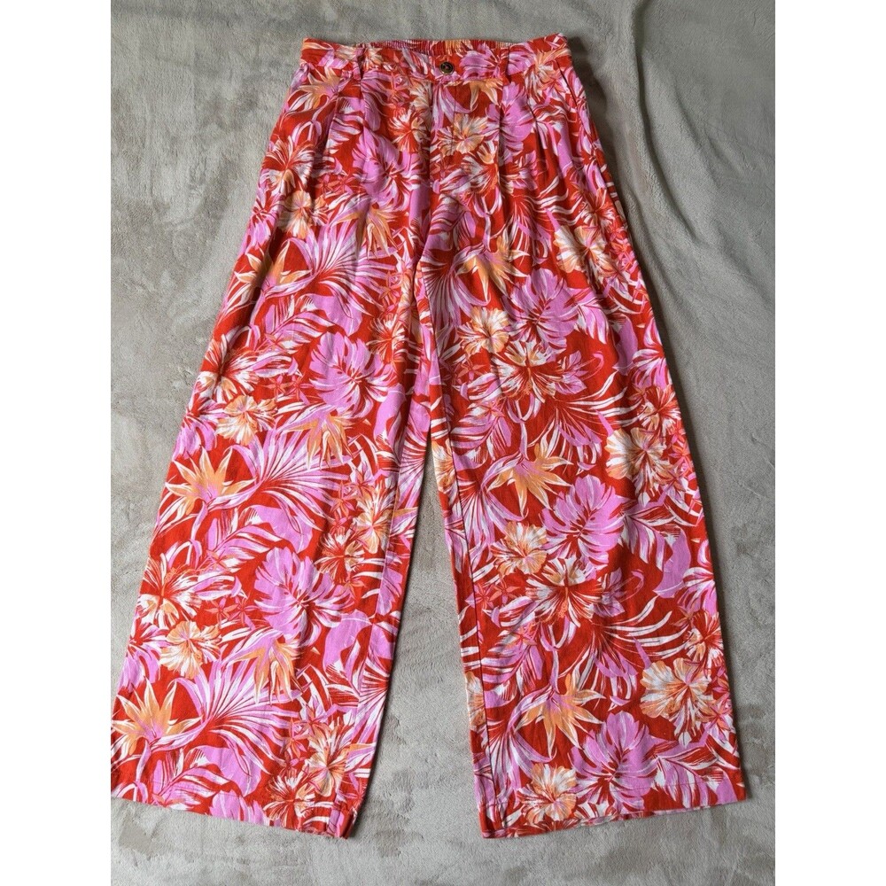 Marc New York Andrew Marc Tropical Floral Pull On Wide Leg Pants M - Picture 2 of 15
